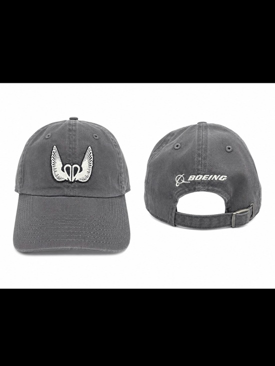Boeing Gray Embroidered Wing Logo Baseball Cap